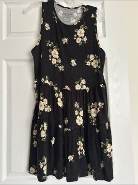 Black Floral Tiered Tank Top Tunic